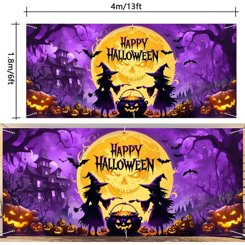 1pc,2Dflat, Halloween garage door decorations, scary Halloween garage door banners, outdoor and indoor Halloween decorations, ws