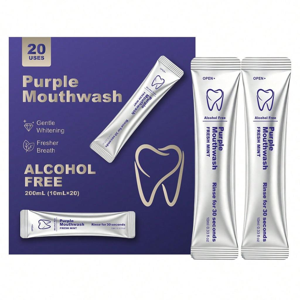 20 Pieces Individually Packaged Mouthwash, Gentle Mint Mouth Freshener, Alcohol-Free, Freshens Breat