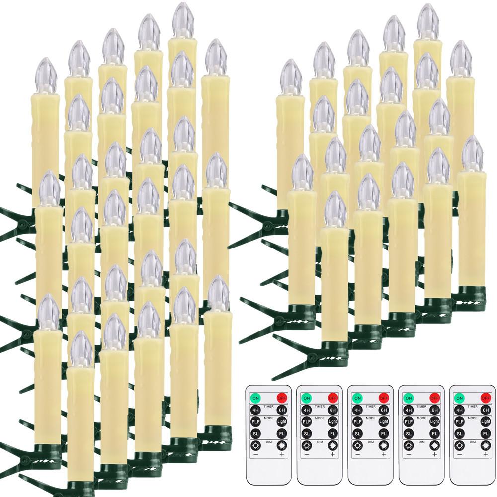 10-30 Pack LED Flameless Flickering Candle Taper Clip-On Candles Family Party Holiday Home Christmas Tree Decor Warm White Light