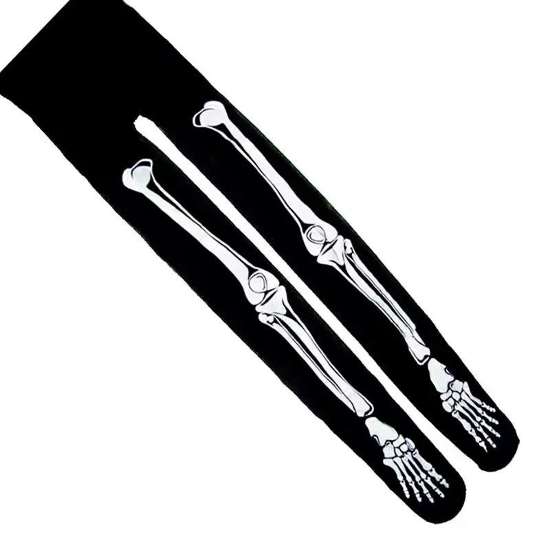 Fashion Tights Sexy Skeleton Legging Nightclub Bar Stockings Halloween Skull Bones Black Pantyhose for Women Young Girls