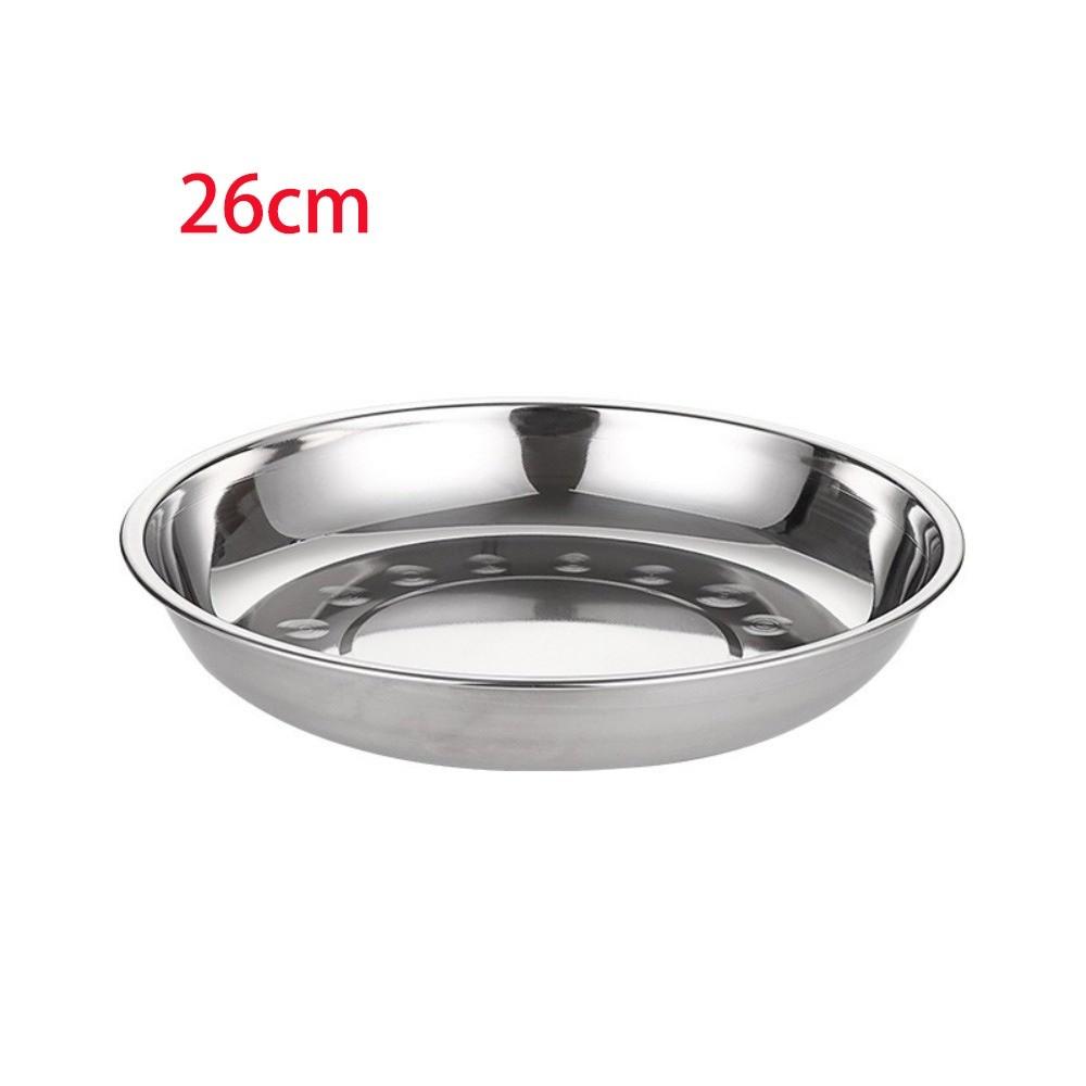 Reusable Deep Dinner Plates Non-Magnetic Metal Serving Platter Versatile Flat Dinnerware  For BBQ