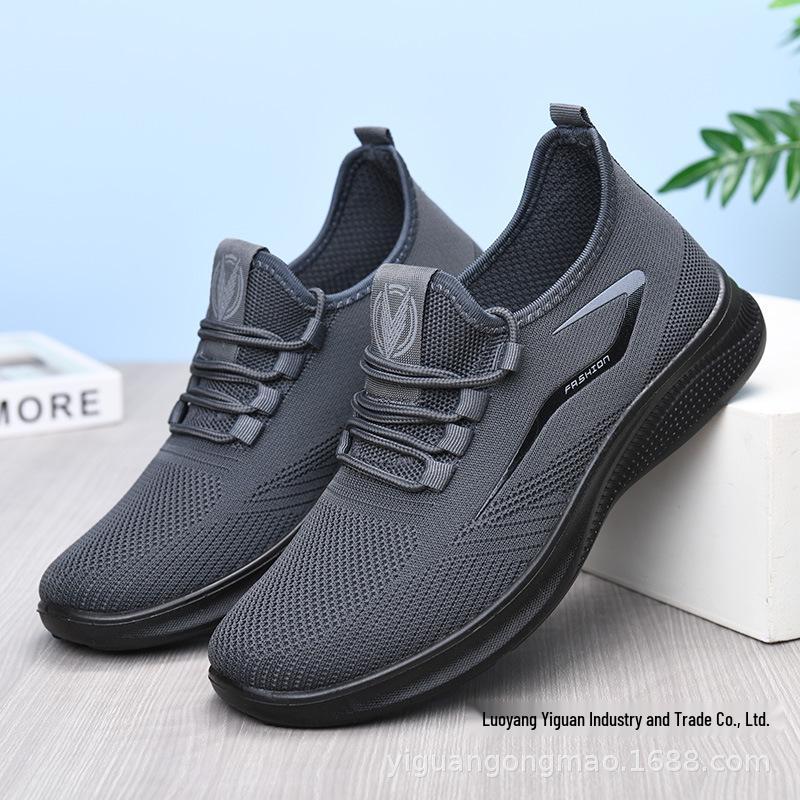 Men's Large Size Breathable Fly-Knit Casual Running Shoes for Spring & Autumn
