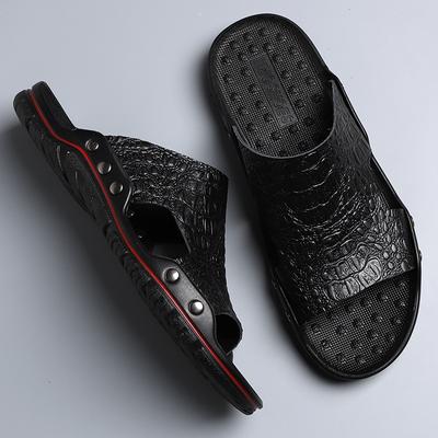 Summer Casual Slippers Men Leather Shoes Men Summer Flip Flops Beach Anti-slip Men Shoes Leather Sandalias Zapatos 39-48