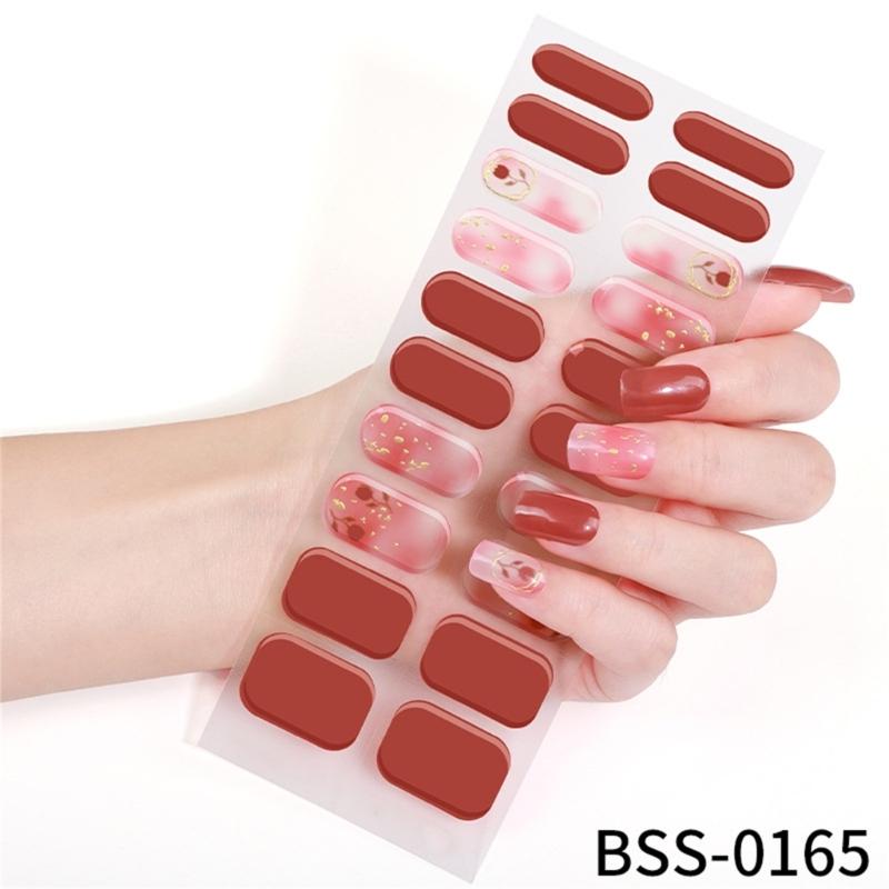 Semi Cured Gel Nail Strips Patches Sliders UV/LED Lamp Cured Adhesive Long Lasting Full Cover Gel Nail Stcikers Manicure