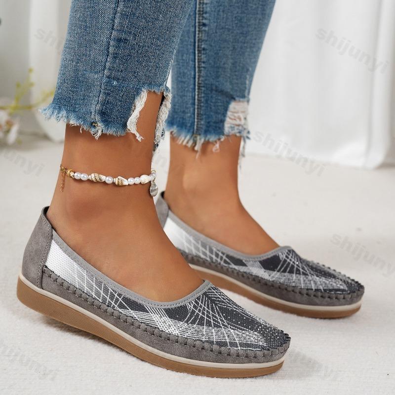 Fashion Hollow Breathable Stitching Women's 2025 Summer Flat Loafers Fashion Trend Versatile Shoes Comfortable Lightweight Single Shoes