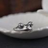 Verstellbarer Offener Ring Damen Herren Sterling Retro Tier Frosch Kröte Anhänger Schmuck Vintage Stil