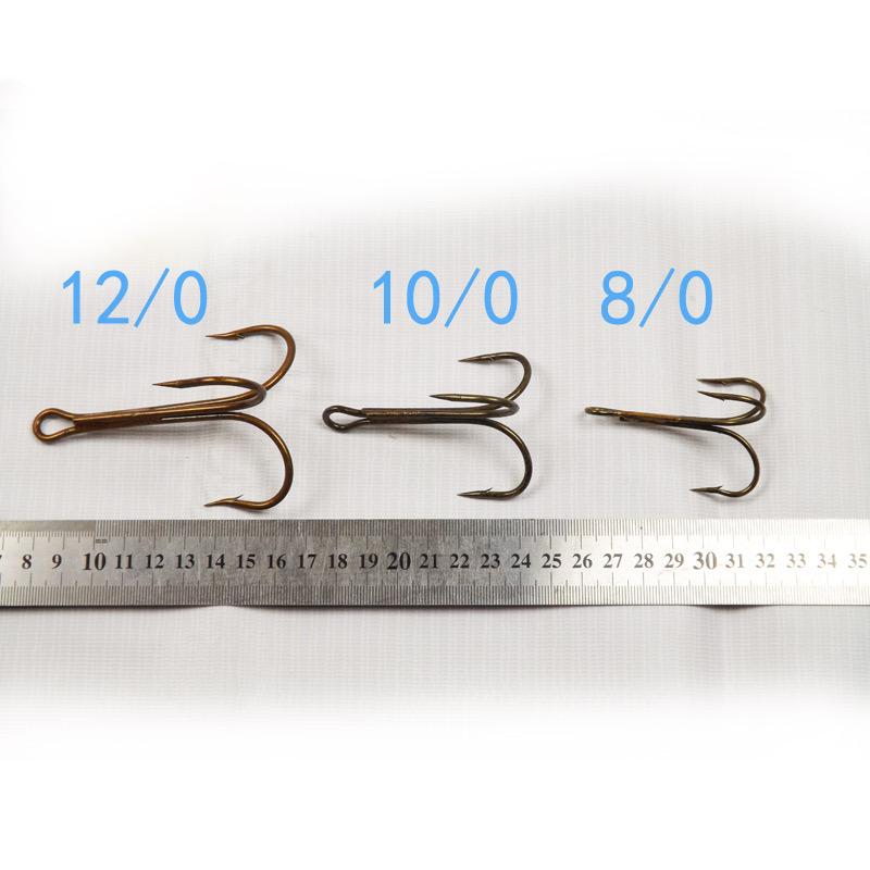 Large Three-Pronged Carbon Steel Treble Fishing Hook 8/0