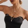 European and American Jewelry Fashion Metal Pentagram Imitation Pearl Pendant Chest Chain Sexy Hottie Bikini Body Chain