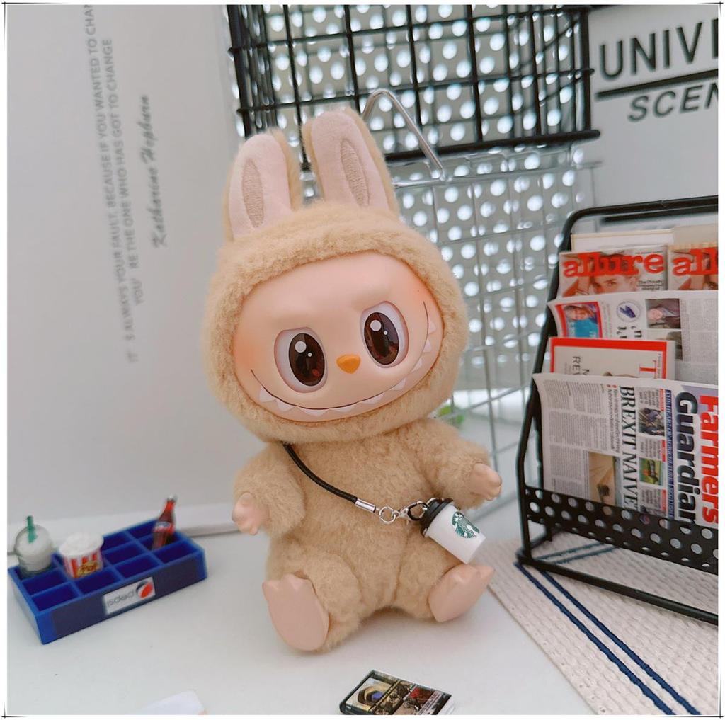 First, Second, and Third Generation Labubu Doll Clothes: 17cm Plush Onesie for 10cm Labubu Dolls, Cute Cartoon Design