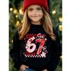Unisex Kids Red Crewneck Sweatshirt For 4-12 Girls Heart Plaid Bow Star Number 67 Six Seven Print Soft Fleece Long Sleeve Pullover