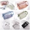 Zipper Mesh Makeup Bag Fresh Color Toiletry Storage Bag Casual Transparent Cosmetic Bag  Girls