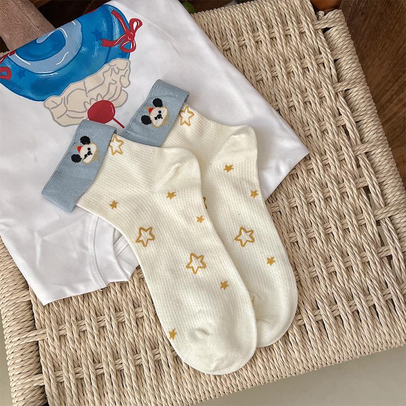 

Cute Animal Cuffed Socks Sweet Mid-Tube Socks Versatile Socks Breathable Sweat-Absorbent Soft Comfortable Sock Girl Gift