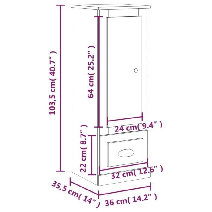 VidaXL Highboard Concrete Grey 36x35.5x103.5 Cm Engineered Wood 816308