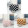 Plush Checkered Pencil Case With Breathable Fabric For Students And Daily Use