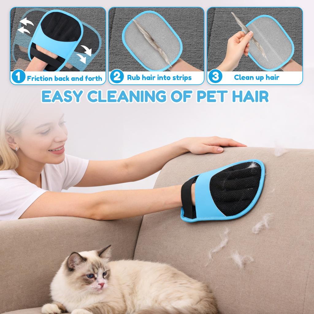 2Pcs Pet Hair Removal Gloves Electrostatic Double Sided Carpet Hair Removal Tool Deshedding Brush Glove Pet Supplies for Dog Cat