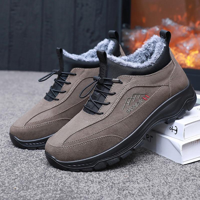 Nye vinter-men's Plus Velvet-sneakers Sklisikkert vanntette Hold varmen høye støvler