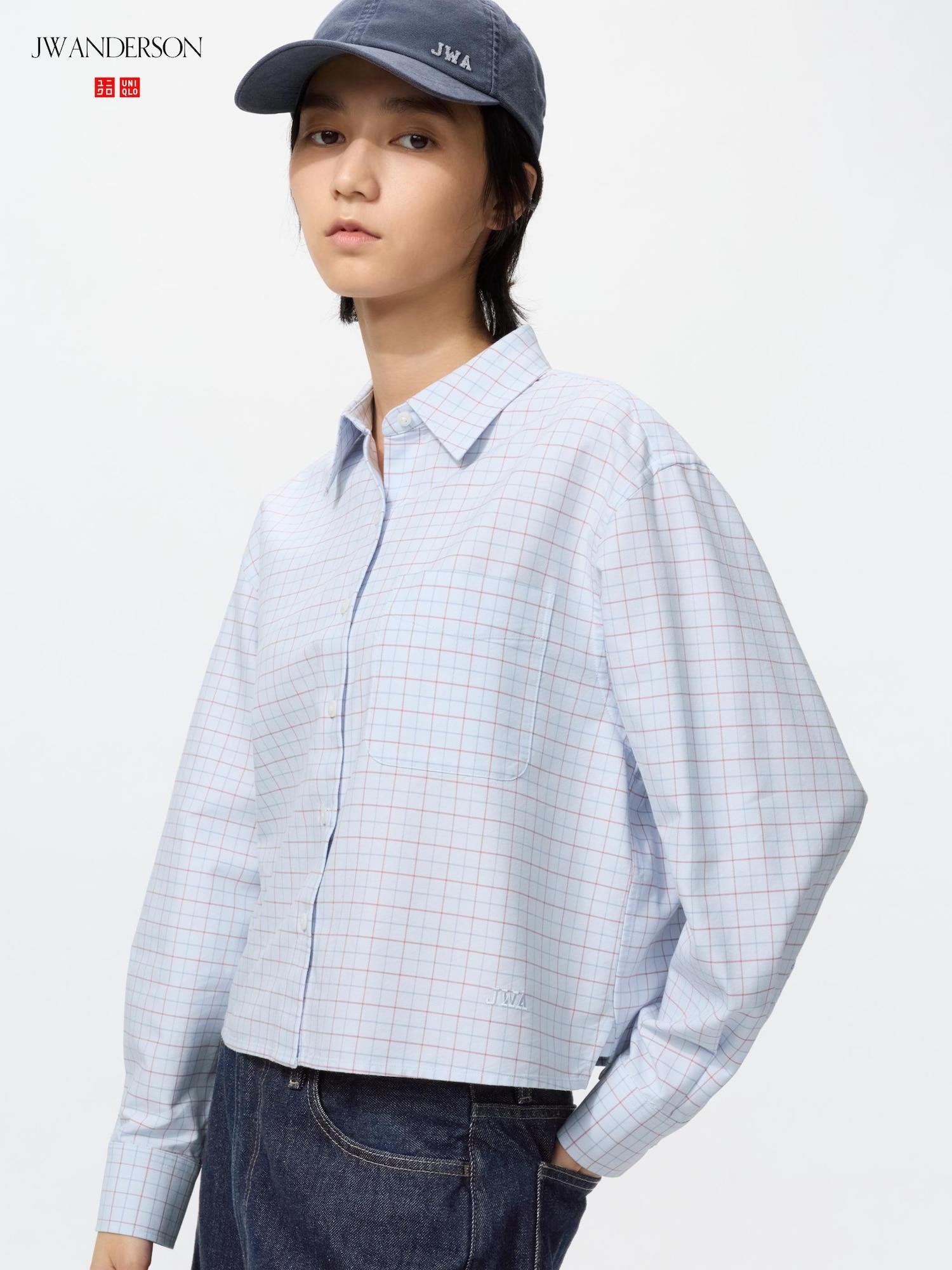 Uniqlo Япония Оксфордская рубашка в клетку 61 BLUE/XS