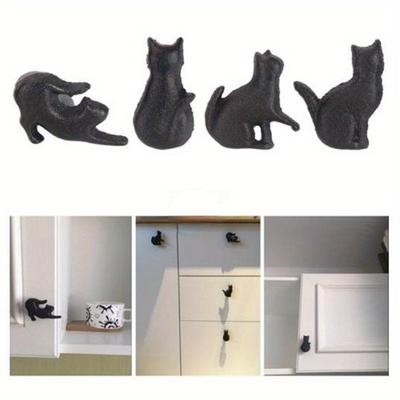 Cat Shaped Knobs Cast Iron Matt Black American Door Drawer Handles Cabinet Pulls and Knobs Creative Decor Furniture Hardware