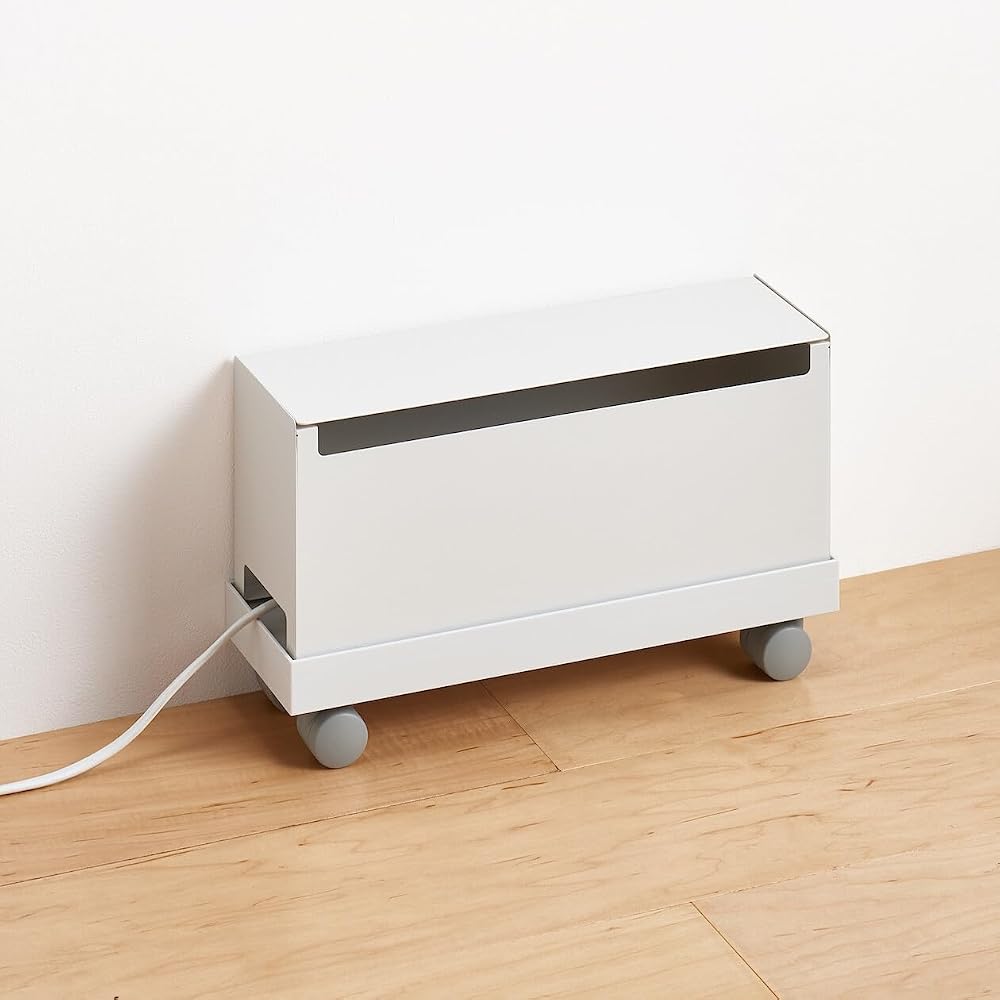 MUJI Steel Tap Storage Box Flap Type White Gray 32x10x14cm Cable Box Storage Box