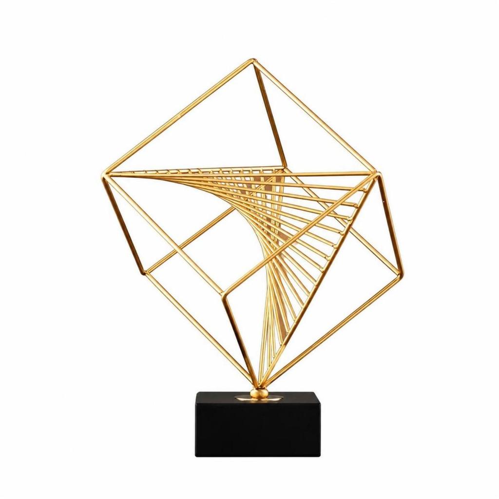 Wireframe Cube Ornament Decorative Shelf Decor Industrial for Office, Study