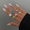 Salircon Exquisite Cute Colorful Rhinestone Adjustable Open Ring Lady Retro Acrylic Stackable Knuckle Ring Y2K Jewelry Accessory
