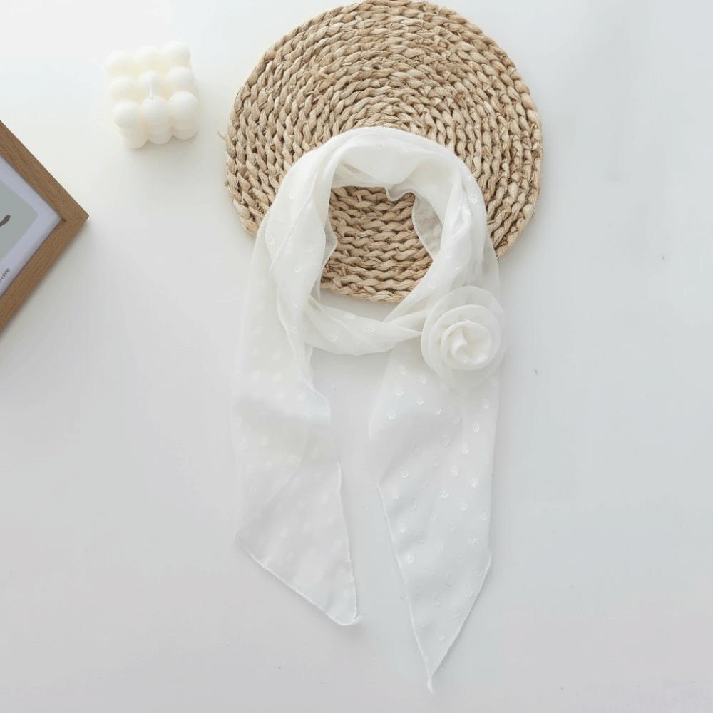 Detachable Design Chiffon Scarf Thin Material Polka Dots Scarf Neck Scarf  Fashion Accessory