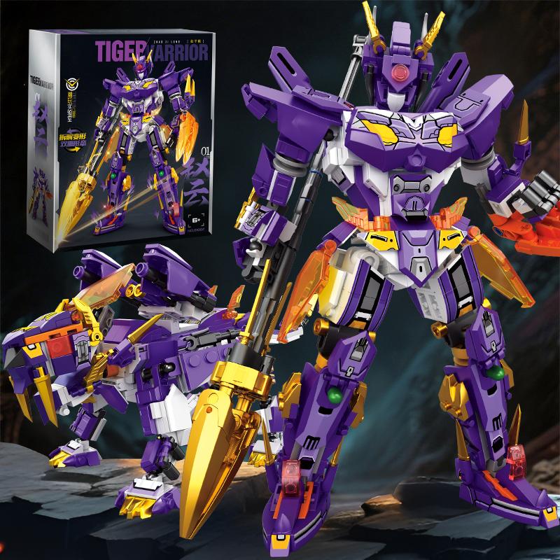 2 en 1 Guerrier Mecha Robot Transformable Blocs de Construction Super Héros Tigre Animal Briques Enfants DIY Jouet d'Assemblage Cadeau de Noël