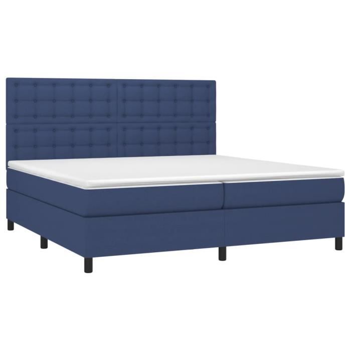 3142127 vidaXL Divan Bed with Mattress Blue 200x200 Cm Fabric