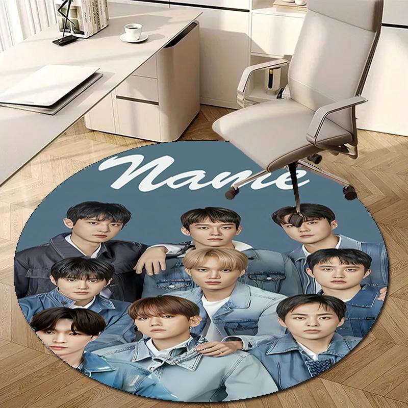 Personalized K-Kpop Team Round Chair Office Rug - Perfect for Mat, Office Chair & More - Ideal Gift for Birthdays and Holidays