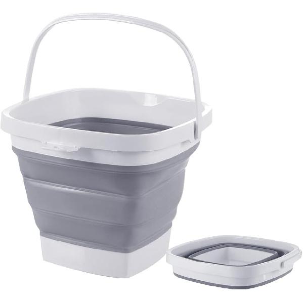 Collapsible Plastic Bucket with Handle 0.79 Gallon (3L) Each Foldable Rectangular Tub for Cleaning Camping Essentials Space Saving Outdoor Portable 0.79 Gal / 3l