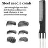 4 Afro Curling Combs for Women and Men - Detangling Comb with Metal Teeth - Wide Tooth Afro Comb for Combing and Styling Curly Hair