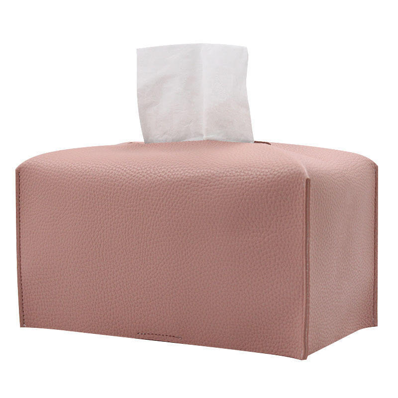 Tissue Box Cover Square Decorative PU Leather Holder Modern Tissue Case Facial Paper Organizer Dispenser For Bathroom Countertop