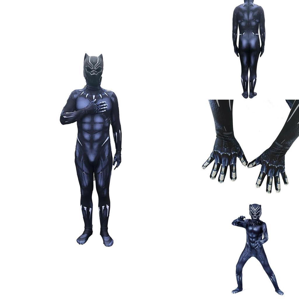 Macacão Cosplay de Super-Herói Pantera Negra de Qualidade Premium Para Adultos e Crianças