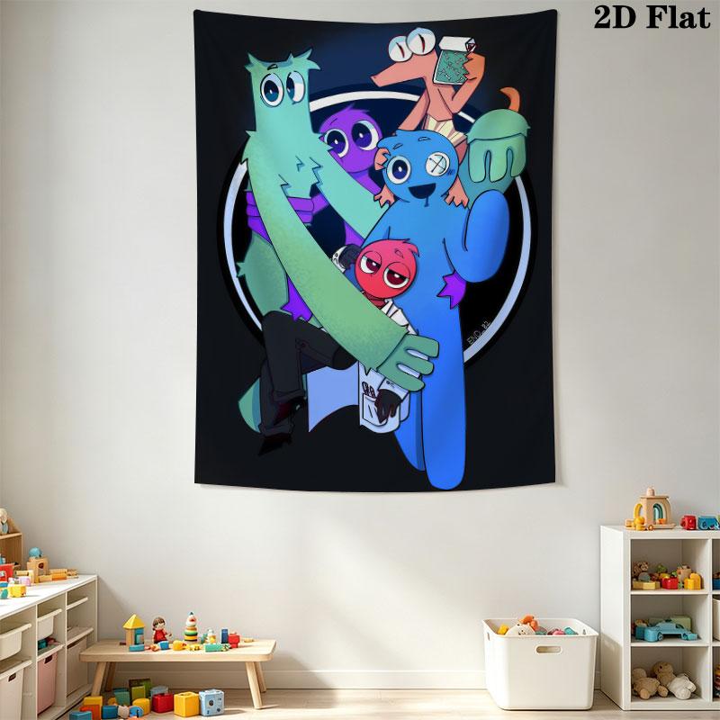 Rainbow Friends Force Wandteppich Ästhetischer Wandbehang Bedruckte Stoffdecke Dekorative Wandteppiche für Schlafzimmer Wohnzimmer Heimdekoration