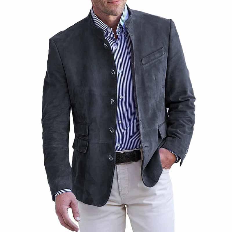 Herren Herbst Slim-Fit Freizeitanzugjacke Jugend Einfarbig Langärmlig Gerader Saum Jacke