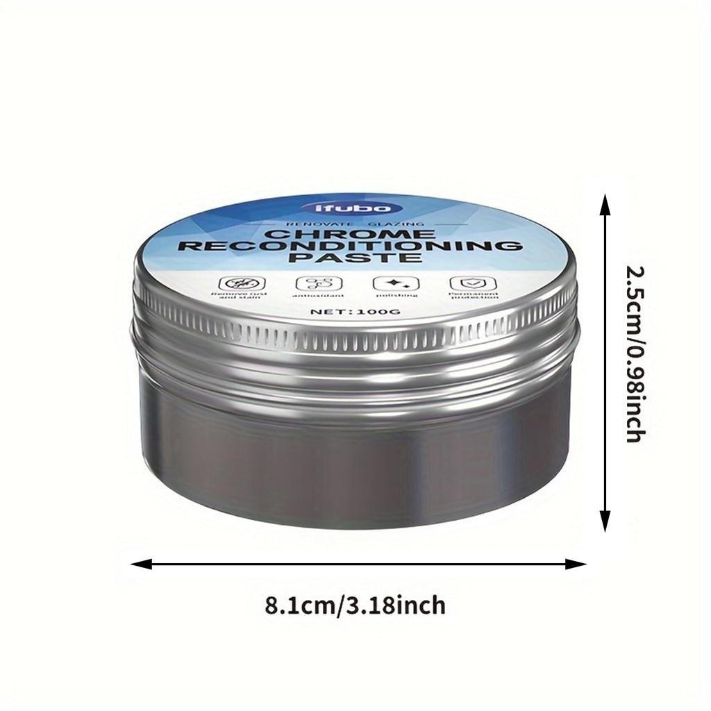 Chrome Polish, Chrome Plated Restoration Polish, Antioxidant + Mirror Polished Reproduction, 3.5 Oz (100