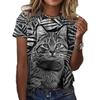 Summer Round Neck 3D Feather Animal Simplicity Print Top Fashionable Casual Short Sleeved Women's T-shirts