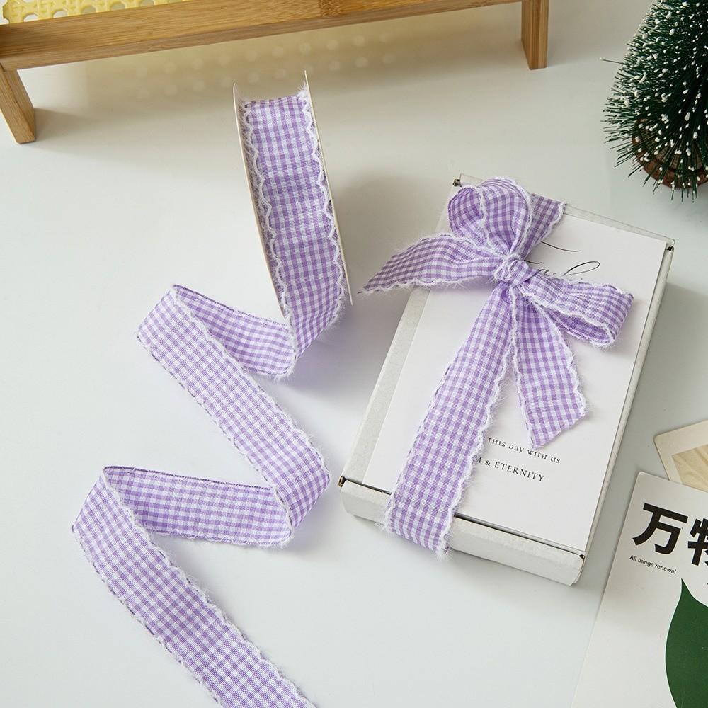 Frayed Edge Checkered Ribbon 1cm Width Fabric Binding Tape Creative Wavy Edge Ribbon  DIY Bow Craft