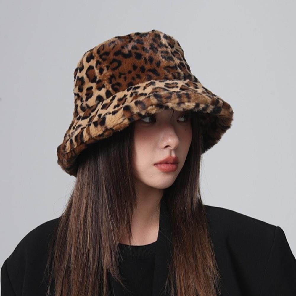 Korean Style Women Plush Bucket Hat Windproof Fluffy Fisherman Caps Autumn and Winter
