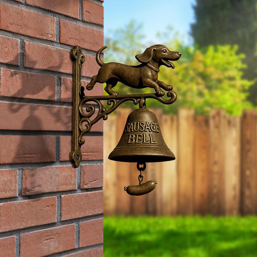 Halloween Witch Bell Metal Shopkeeper Bell Dachshund Outdoor Doorbell Hangable Manual Ring Decorative Bell for Home Entrance