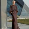 Dames Geplooide Bootnek Bruiloftsgast Jurk, Backless Vleermuis 3/4 Mouw Bodycon Lange Jurk, Formele Feest Cocktail Prom Jurk