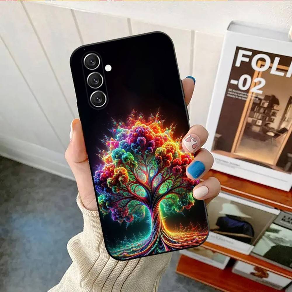 Tree of Life Space Galaxy Stars Phone Case Phone Case For Samsung Galaxy A13,A21s,A22,A31,A32,A52,A53,A71,A80, Soft Black Shell