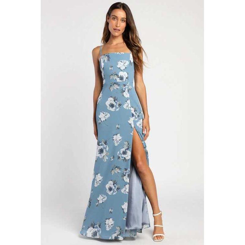 

Экспорт Однотонный Слинг Люсьена Без спины Утягивающий Изысканный Принтованный С контролем талии Банкетный Взрослый Женственный Элегантное платье с разрезом Dark Blue L