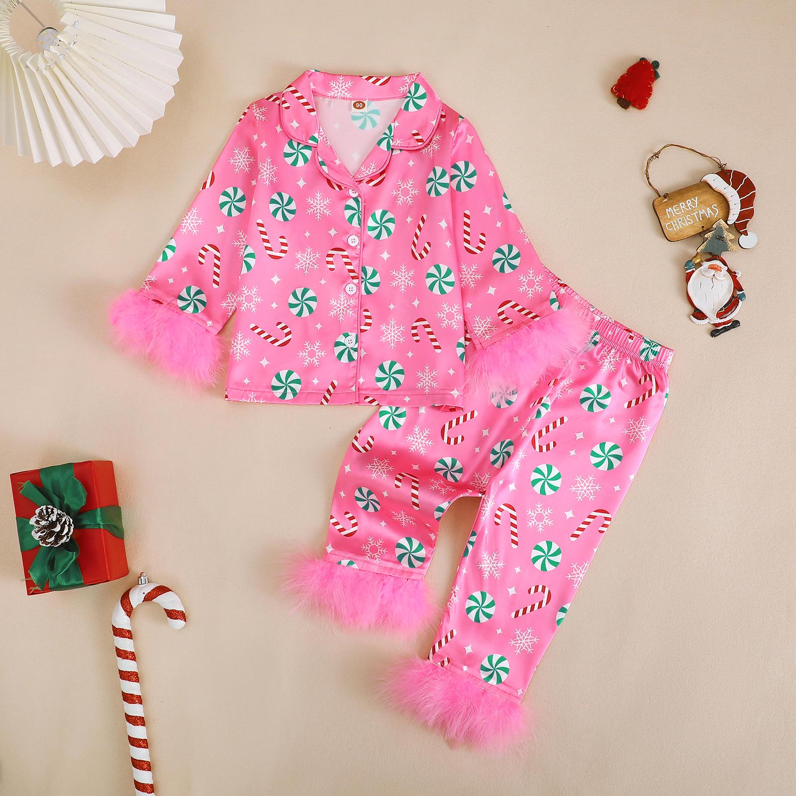 

Plush Long-Sleeve Girls Pajama Set with Digital Print 90 cm