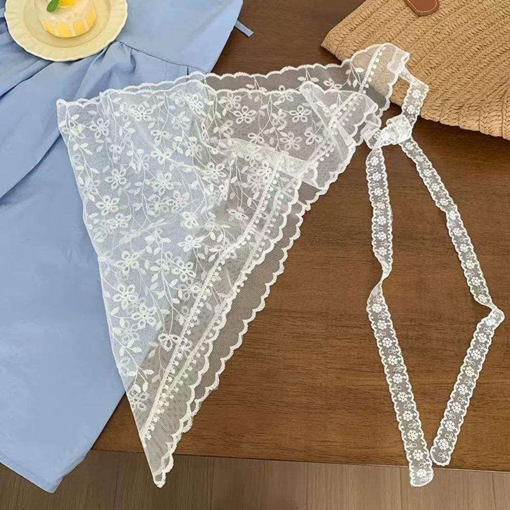 Trendy Lace Half Skirt Flower Embroidery Korean Spring Headscarf Lace Trim Apron Skirt Accessories