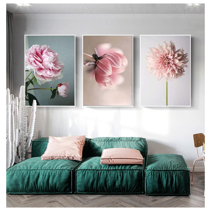 Nordic Poster Beauty Life Pink Flowers Pictures Modular Wall Art Prints Canvas Painting for Living RoomModern Home Decoration