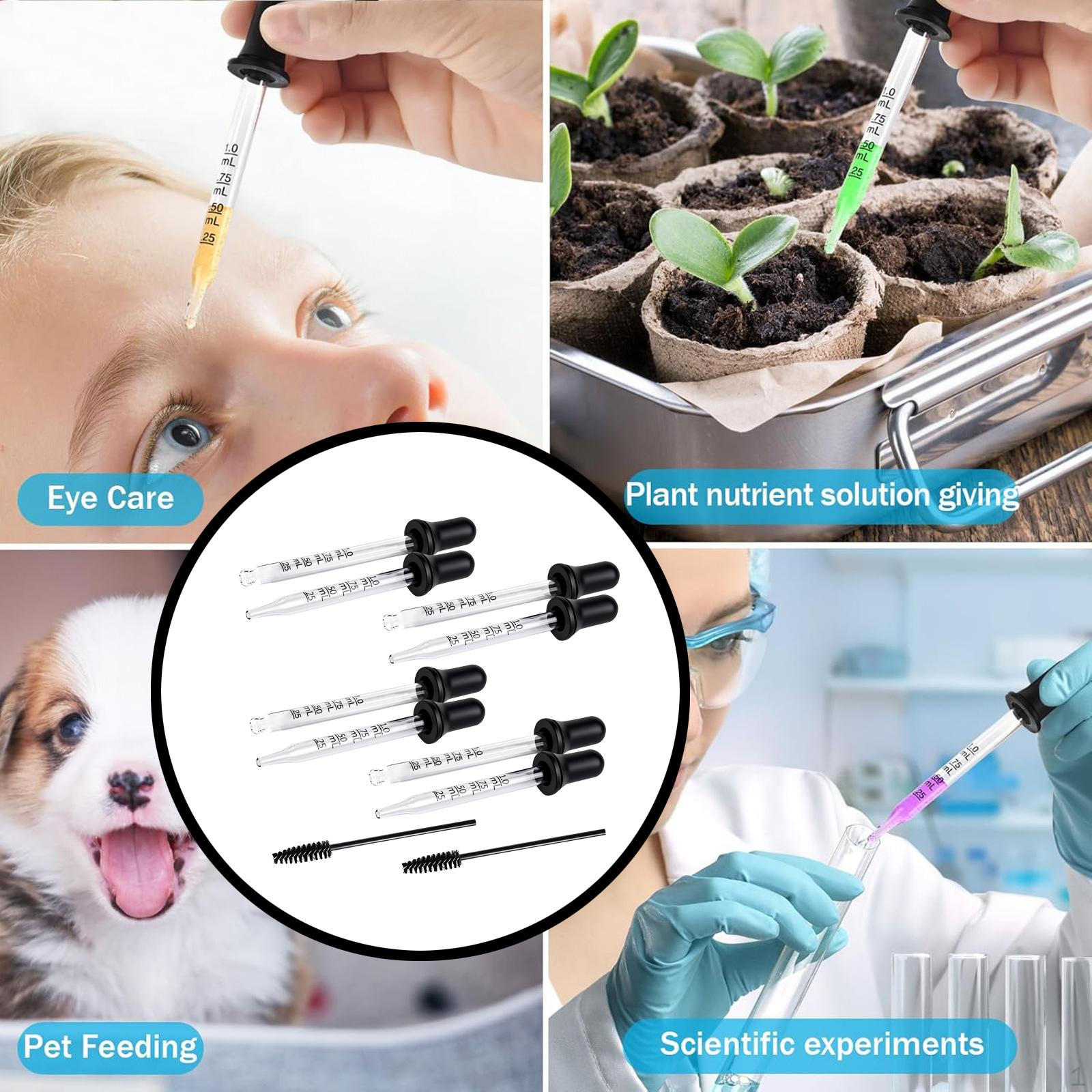 

8 Pieces Glass Pipette Droppers Round & Pointed Tips Reusable 1 ml Eye Dropper for Essential