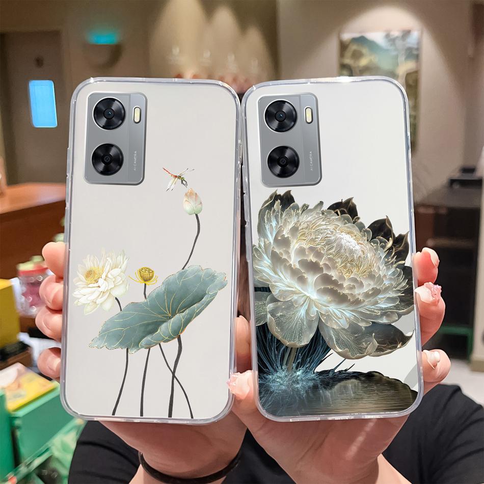 For Oppo A77 A77S Phone Case Colorful Flowers Patterns Back Cover For OppoA77 A77 S 2022 Soft TPU Transparent Silicone Bumper