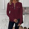 Women's Fashion Long Sleeve Solid Color Pullover Casual Zipper Sweatshirt