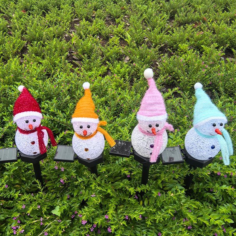 1Pc Solar Snowman Plug-in Light Christmas Decoration Atmosphere Outdoor Garden Lawn Light Christmas Night Light Snowman